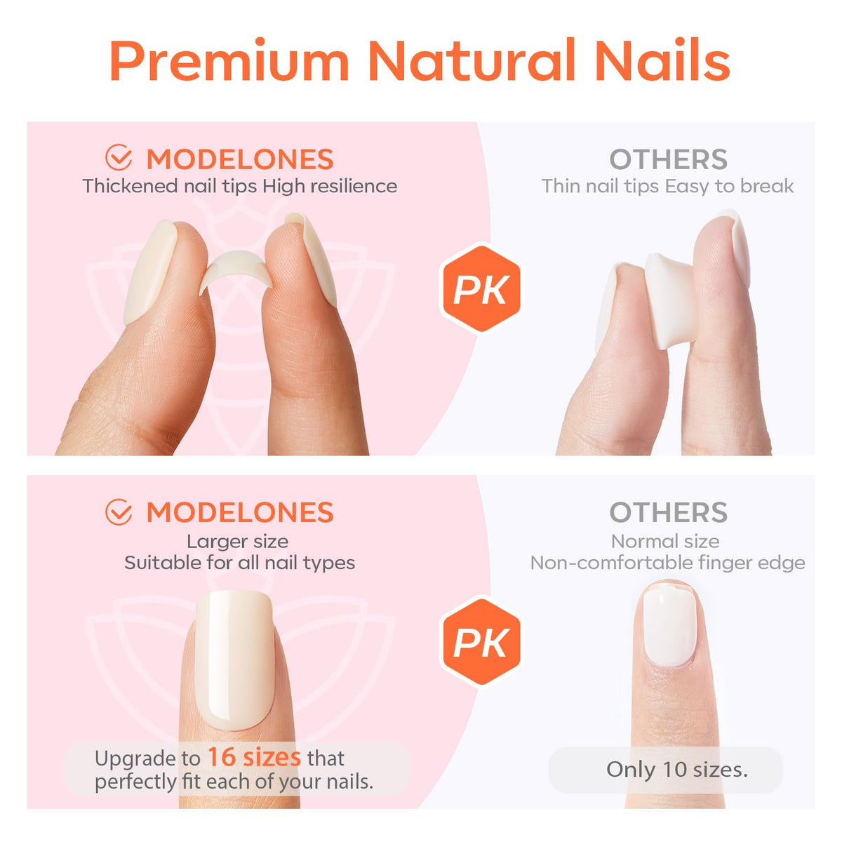 Zoom sur la texture des faux ongles Modelones
