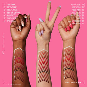 Zoom sur le crayon à lèvres NYX Line Loud avec texture crémeuse