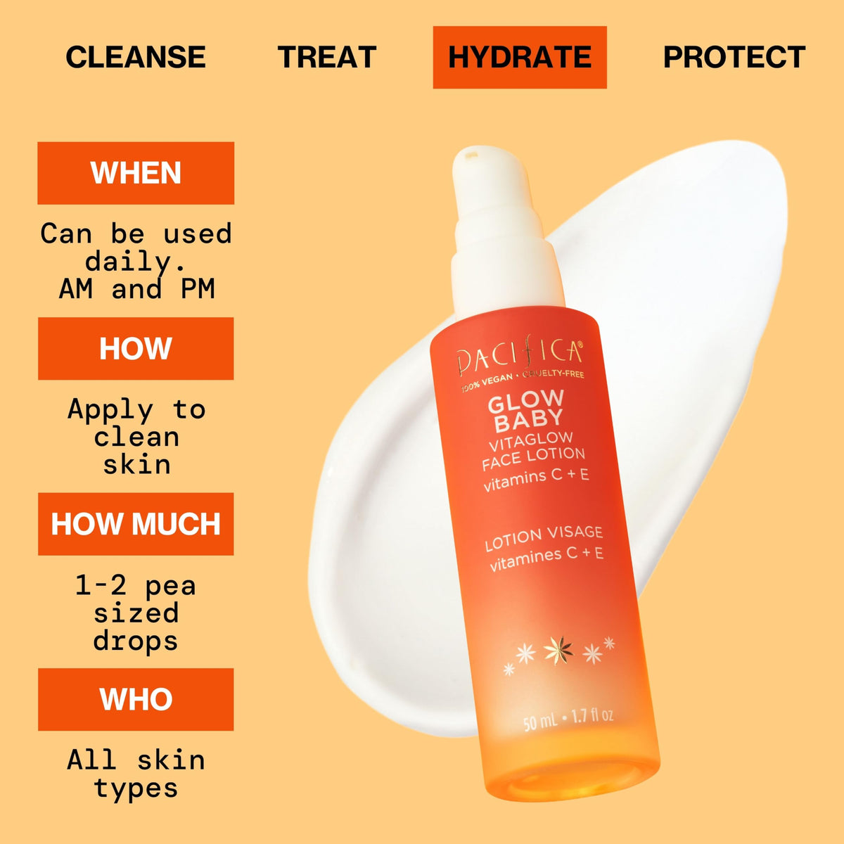 Zoom sur le flacon de lotion visage Glow Baby VitaGlow Pacifica