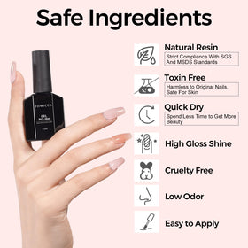 Zoom sur le flacon de vernis TOMICCA rose milky