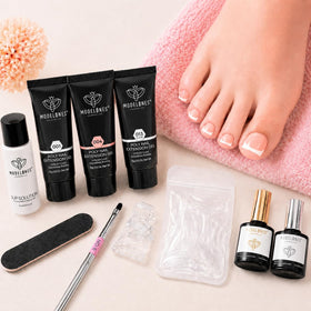 Zoom sur le gel poly abricot du kit modelones