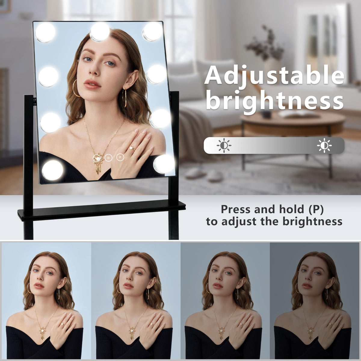 Zoom sur le miroir de maquillage Kotdning à 10X de grossissement