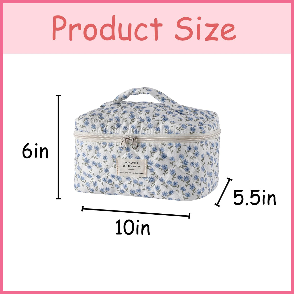 Zoom sur le motif floral de la trousse de maquillage uekeboag