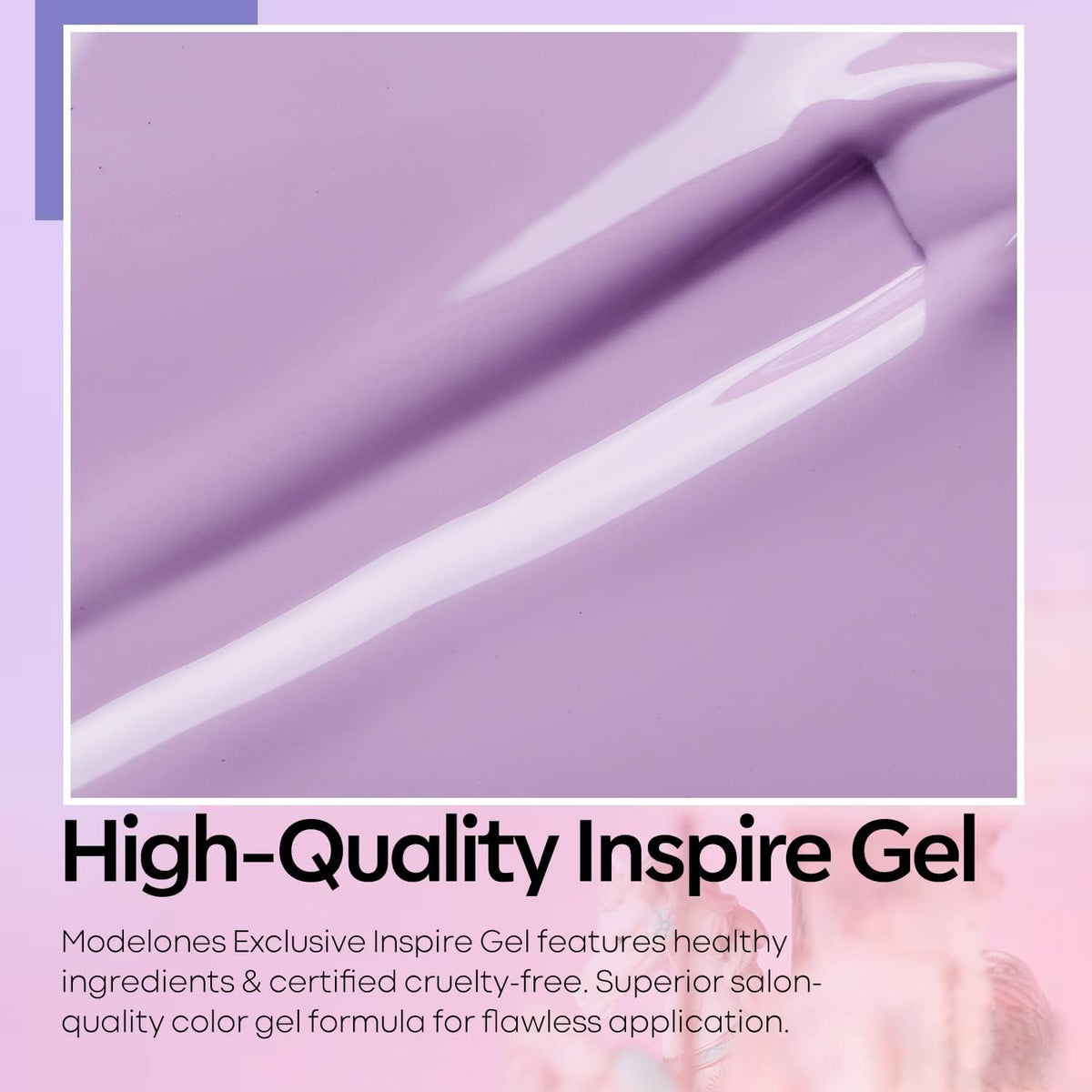 Zoom sur le pinceau de vernis à ongles gel lavande modelones