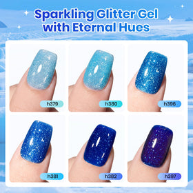 Zoom sur le vernis gel bleu océan du set beetles