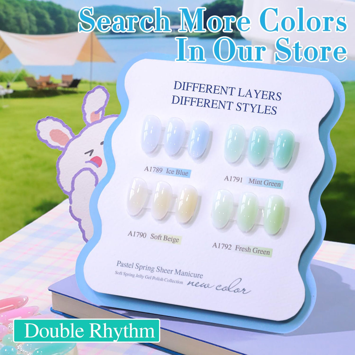 Zoom sur le vernis gel Double Rhythm Milky Teal