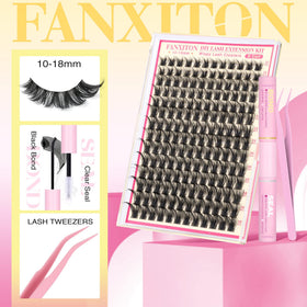 Zoom sur les cils en grappes FANXITON montrant les différentes longueurs