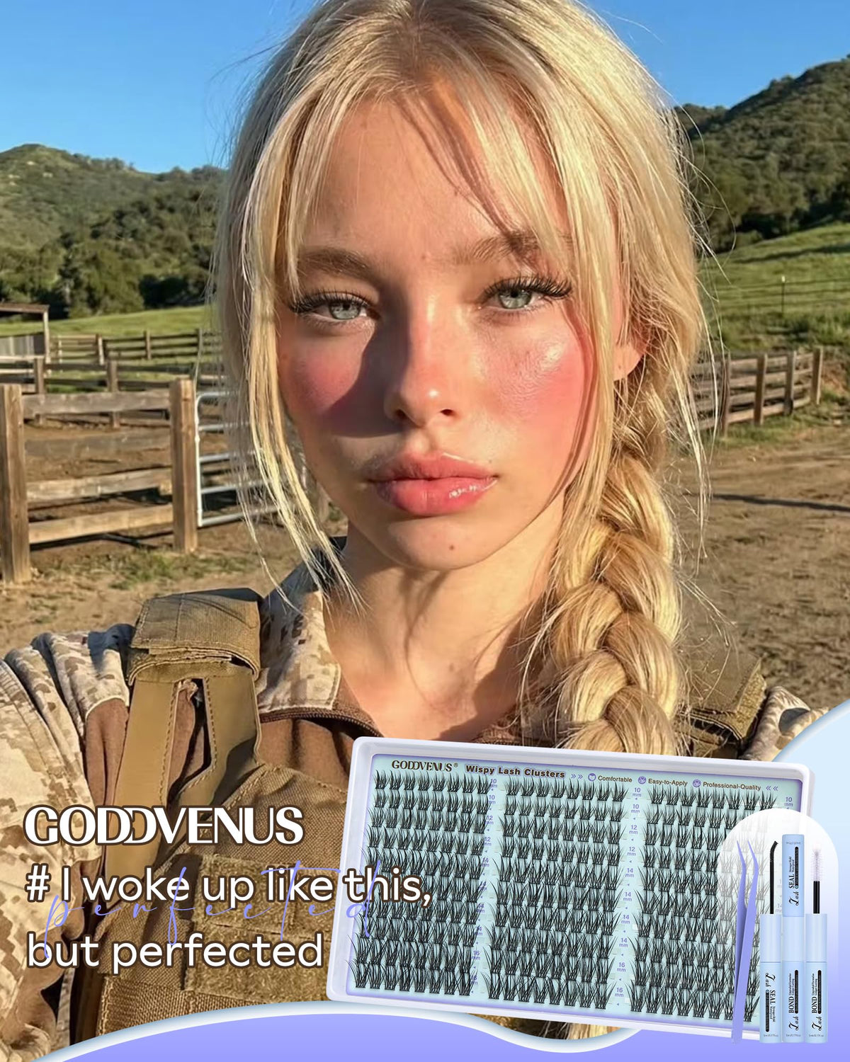 Zoom sur les cils Goddvenus montrant la texture naturelle