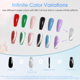 Zoom sur les flacons de vernis gel de couleur du kit ROSALIND