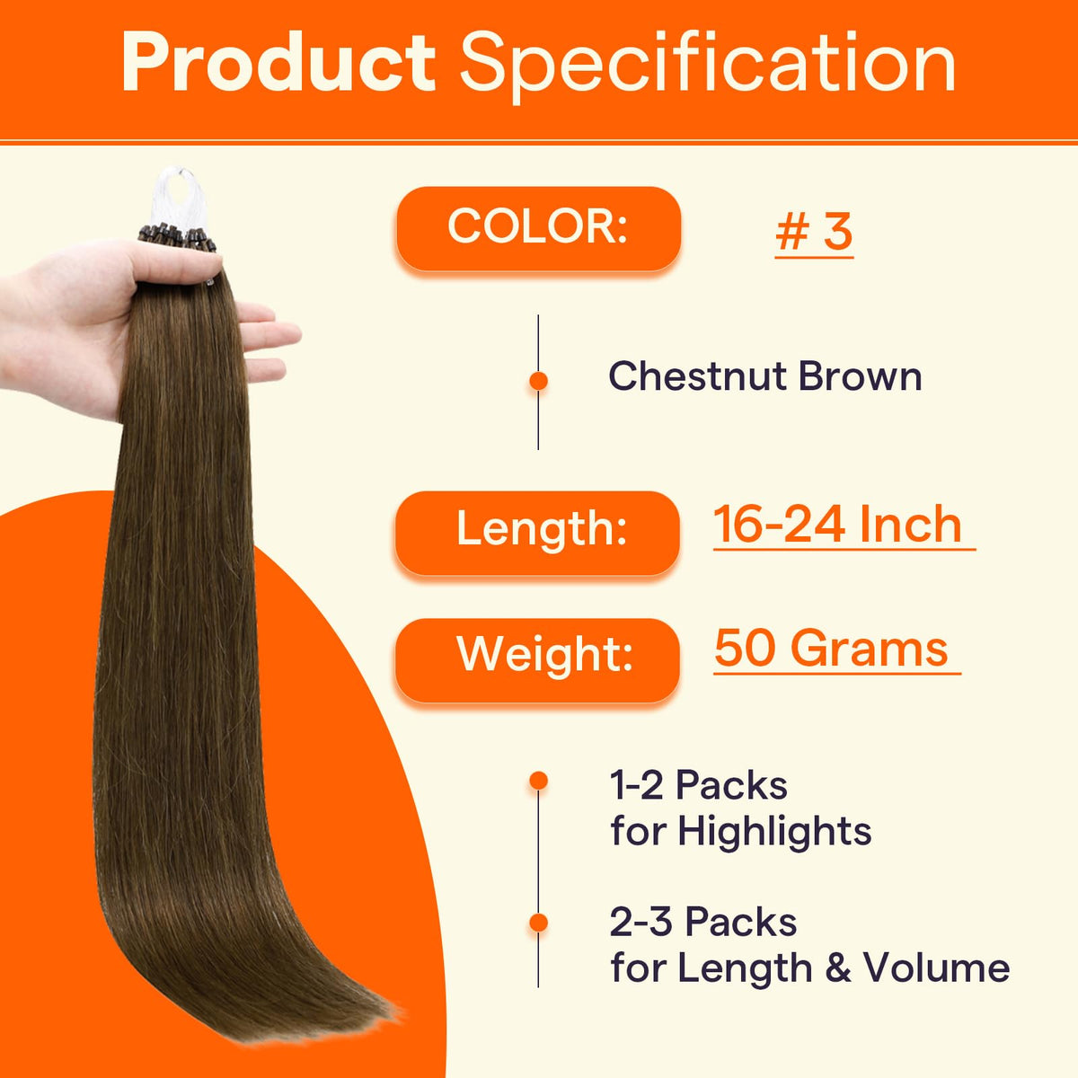 Zoom sur les perles des extensions Full Shine 18 pouces