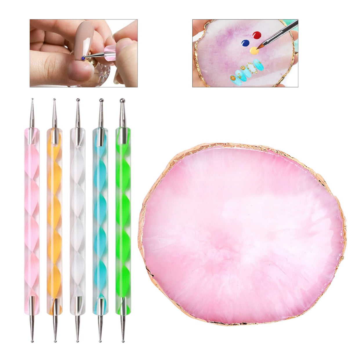 Zoom sur les pinceaux du kit HomTop pour nail art