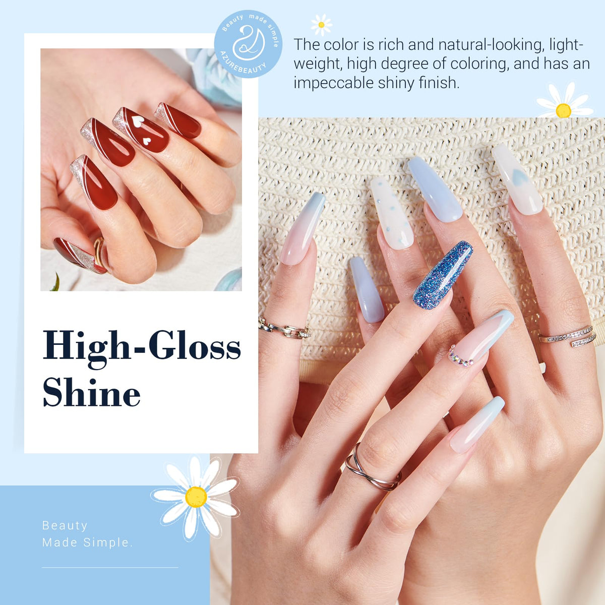Zoom sur les pots de poudre à ongles AZUREBEAUTY