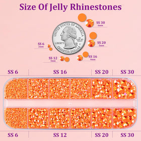 Zoom sur les rhinestones jelly Orange AB TINKRSTUFF dans la boîte