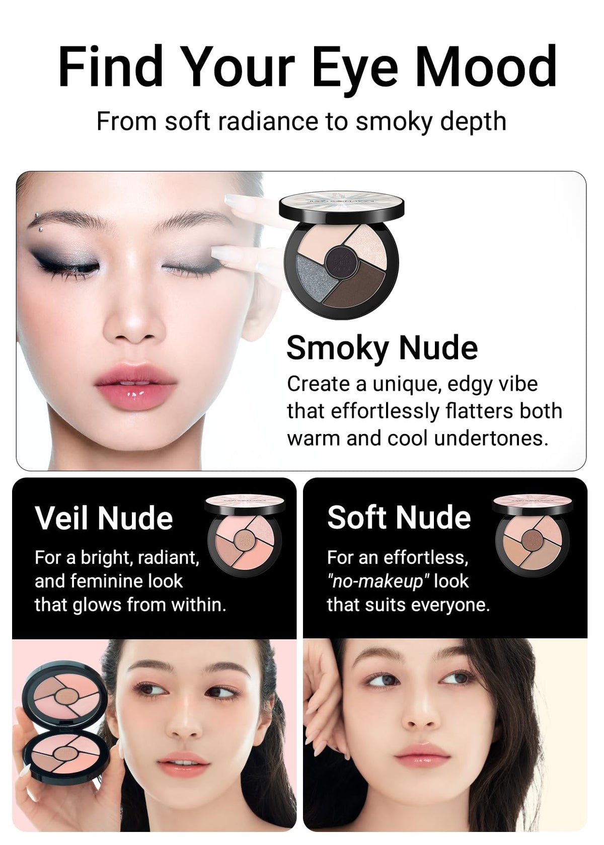 Zoom sur les teintes de la palette d'Yeux JUNG SAEM MOOL