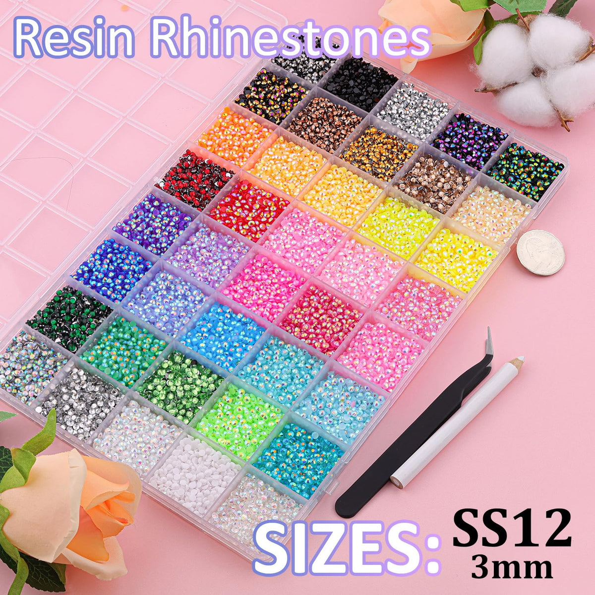 Zoom sur un strass en résine 3mm avec éclat AB