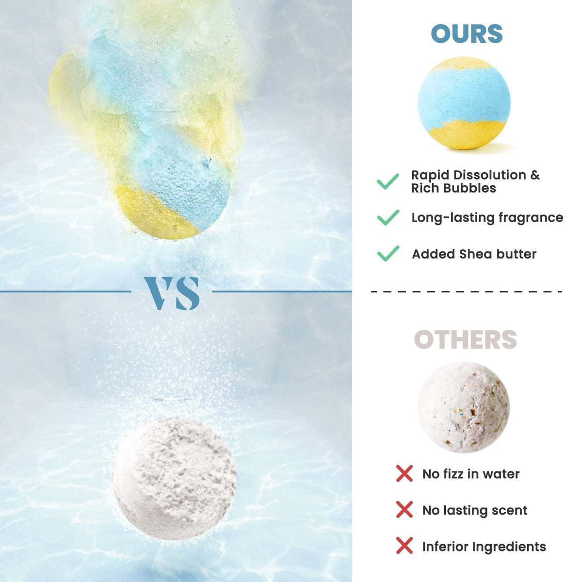 Zoom sur une bombe de bain ZenBombs avec des ingrédients naturels